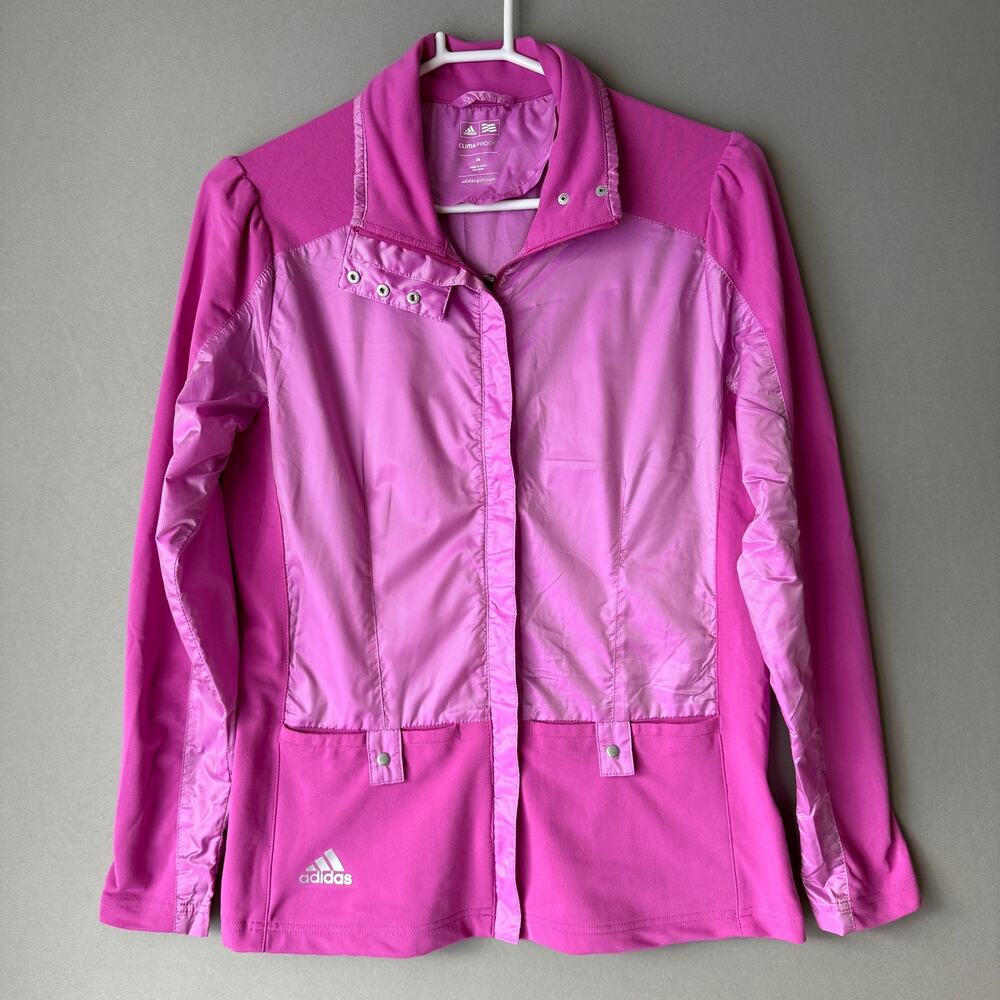 Adidas Sporty Chic Outdoors Performance Full Zip Windbreaker Jacket M Pink